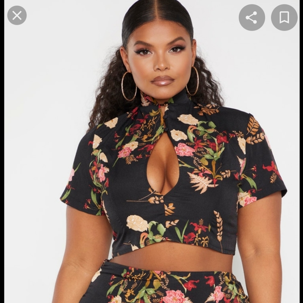 Button up asian inspired crop top